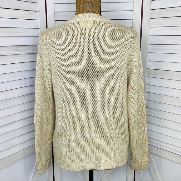 Pins & Needles Fuzzy Polar Bear Sweater Beige Blue Medium Crew Neck - Picture 5 of 13